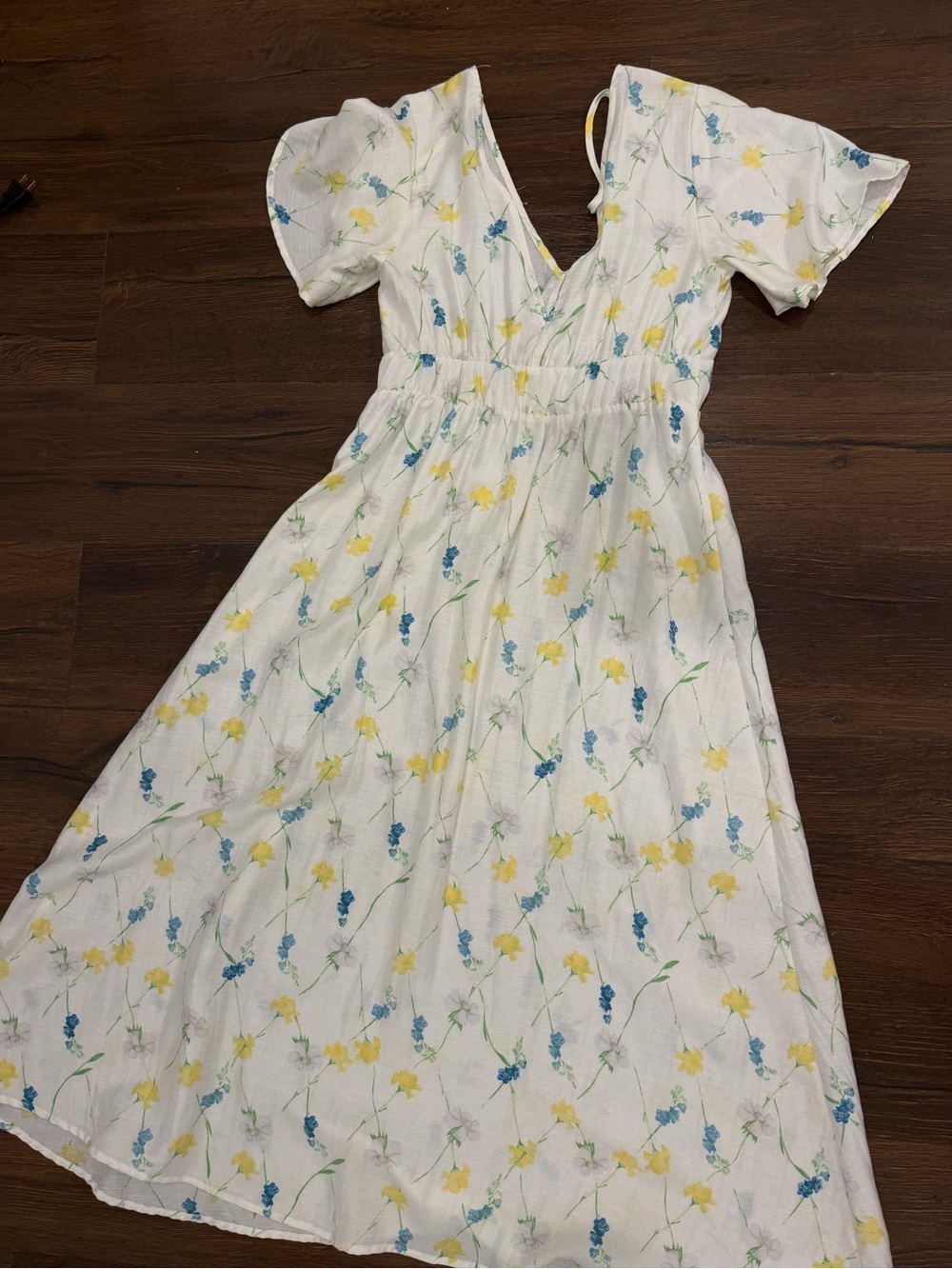 Vero Moda White Maxi Dress with Yellow & Blue Floral Print
